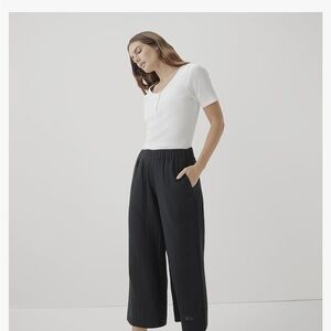 Pact Black Cropped Ankle Pants High-Waisted- coast Gauze pants